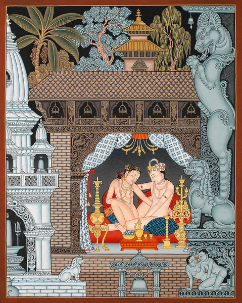 Creation Kama Sutra thangka painting by Mukti Singh Thapa at Mahakala Fine Arts