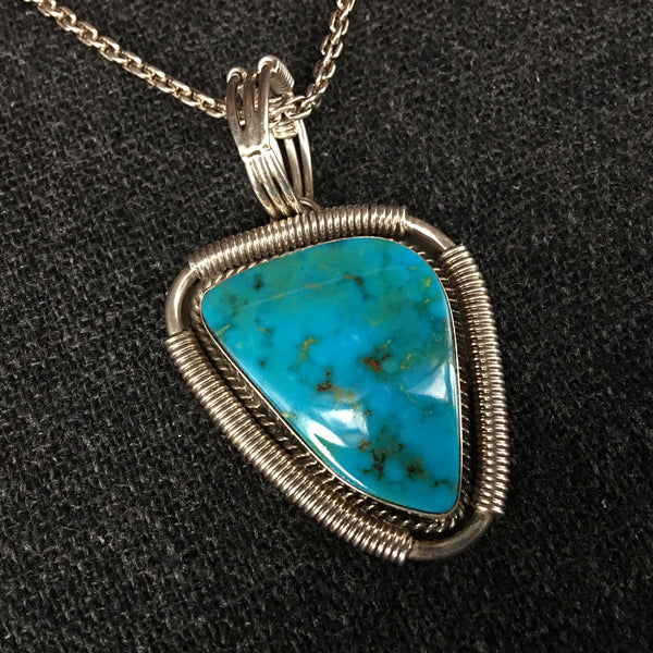 Handmade hotsell Navajo Large Sterling Silver Turquoise Teardrop Pendant