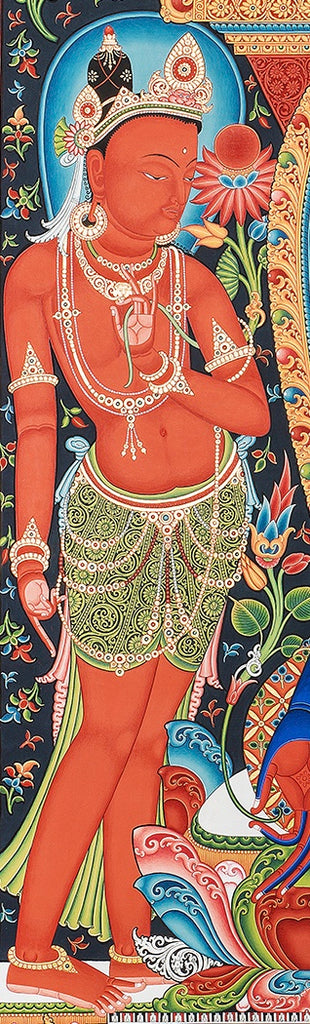 Medicine Buddha Buddhist thangka painting by Mukti Singh Thapa at Mahakala Fine Arts