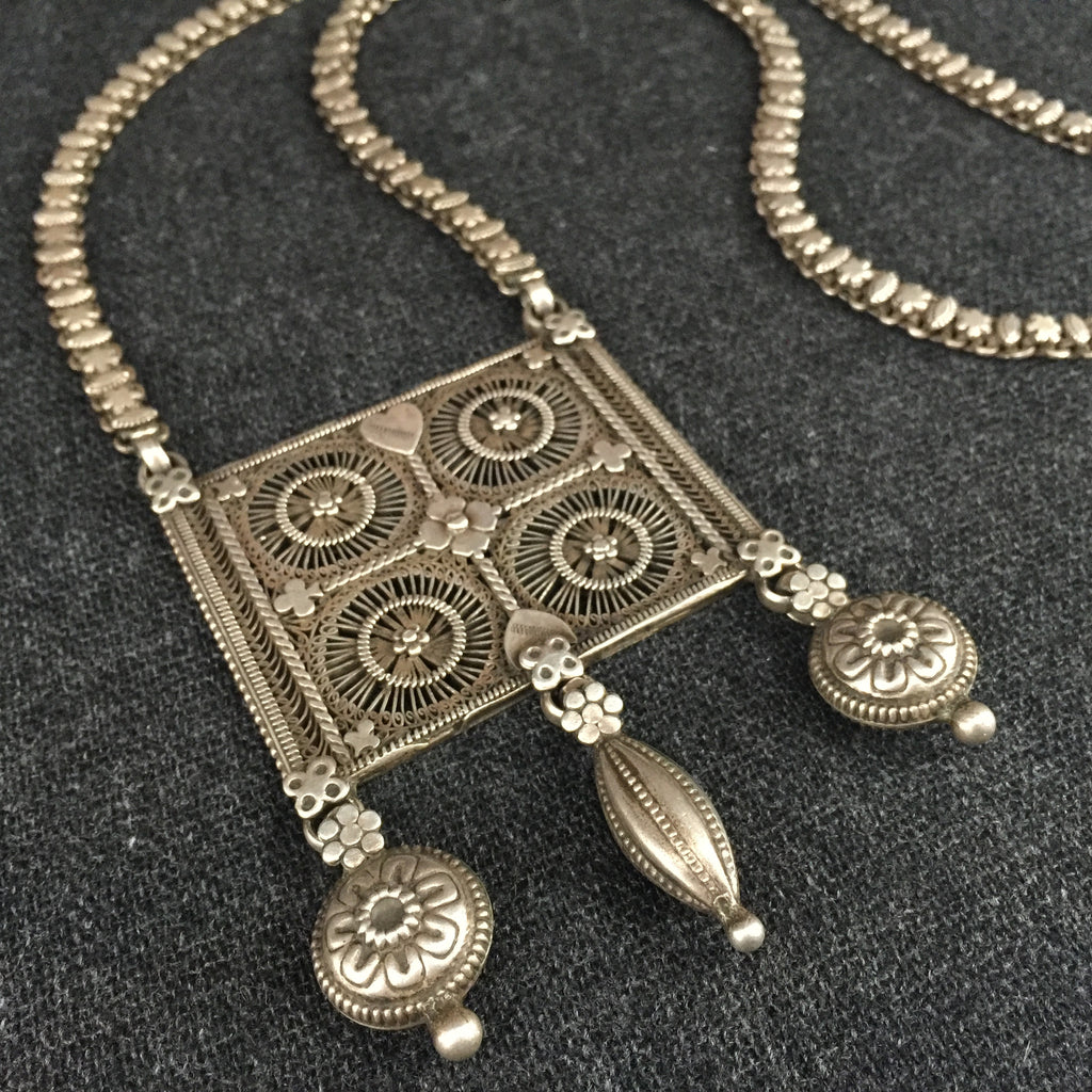 Antique Handmade Indian Ladakhi Silver Necklace Jewelry at Mahakala Fine Arts