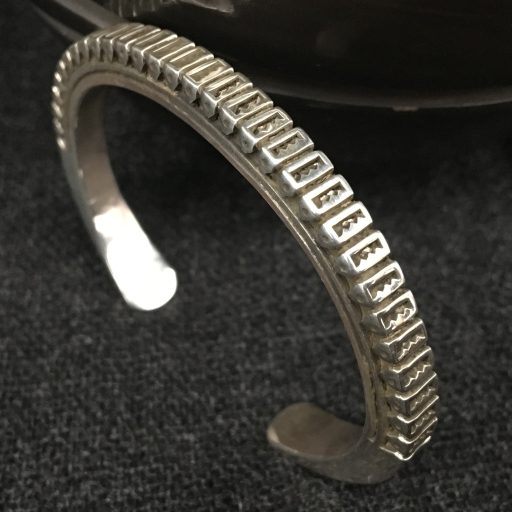 Native American Indian Navajo handmade sterling silver bracelet by Lyle Secatero 