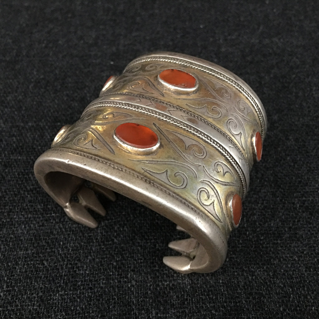 Antique Handmade Turkoman Silver Bracelet at Mahakala Fine Arts