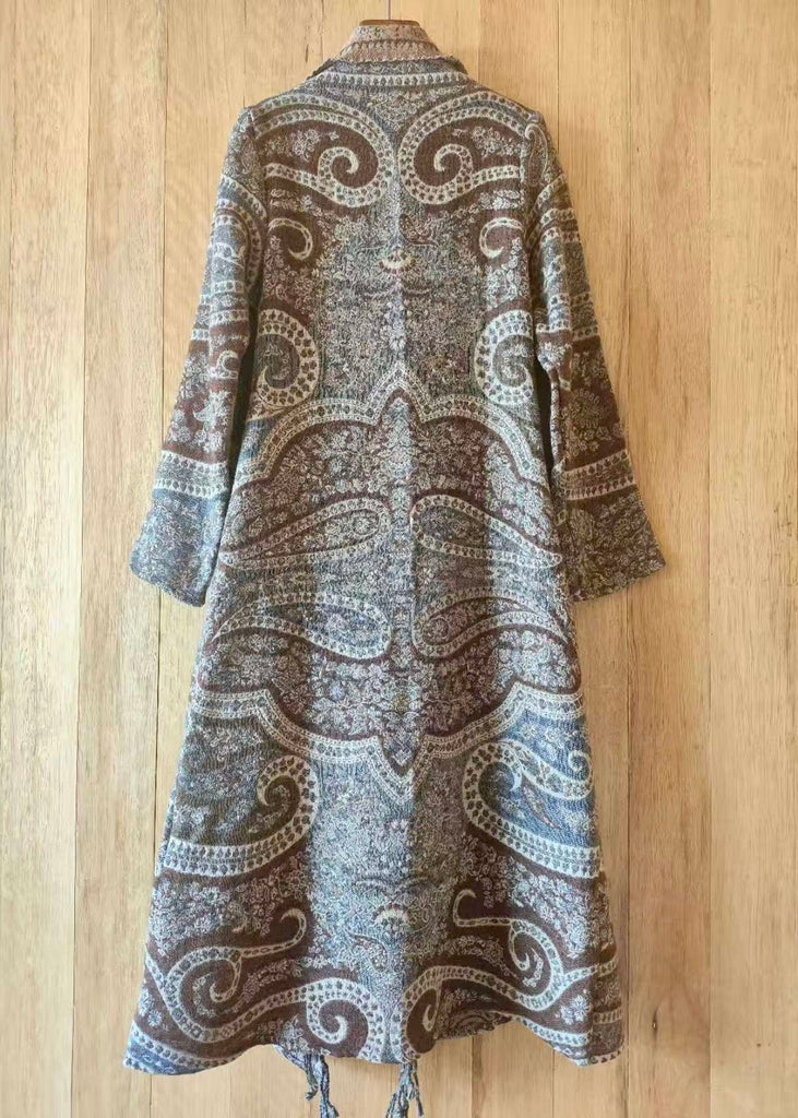Designer Long Kashmiri Wool Coat - Browns