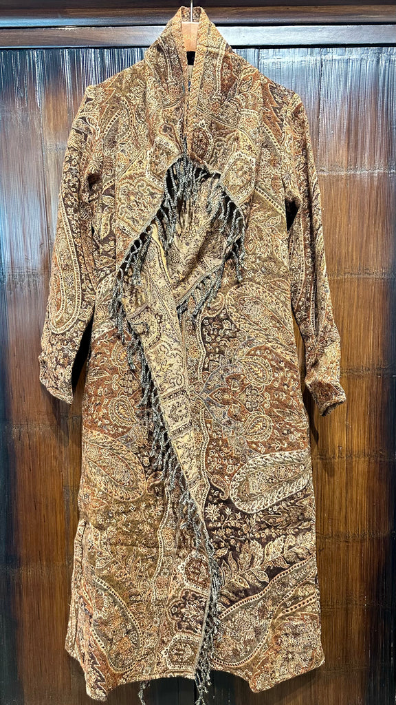 Designer Long Kashmiri Wool Coat - Chestnut