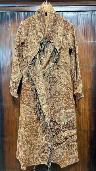 Designer Long Kashmiri Wool Coat - Chestnut