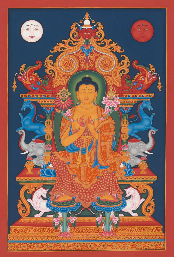 Maitreya Buddha Tibet Thangka Nepal Paubha painting by Mukti Singh Thapa at Mahakala Fine Arts