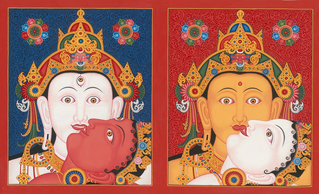 Heads II Tibet Thangka Nepal Paubha Painting by Mukti Singh Thapa at Mahakala Fine Arts