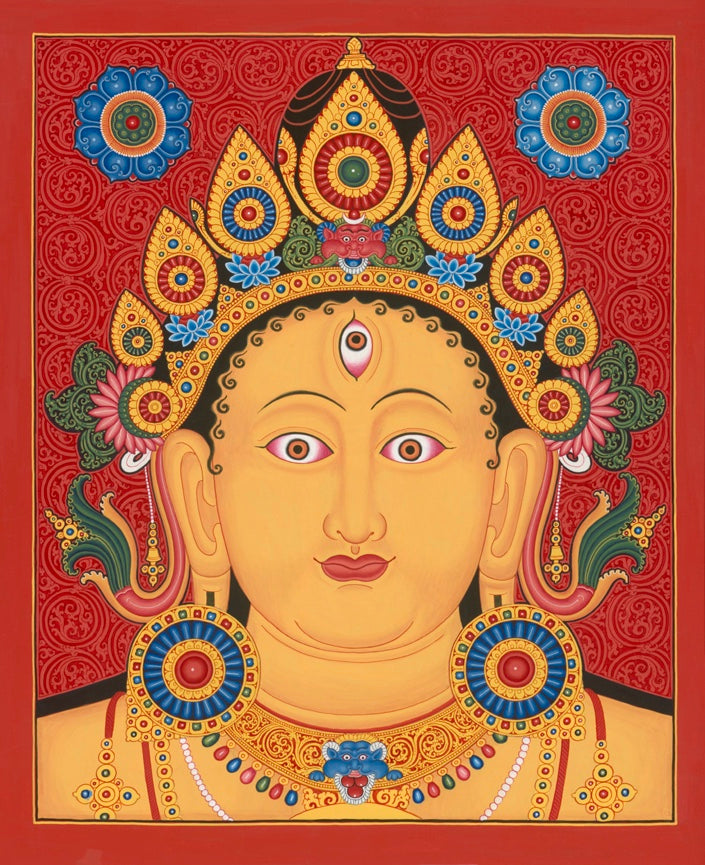 Heads III Tibet Thangka Nepal Paubha by Mukti Singh Thapa at Mahakala Fine Arts