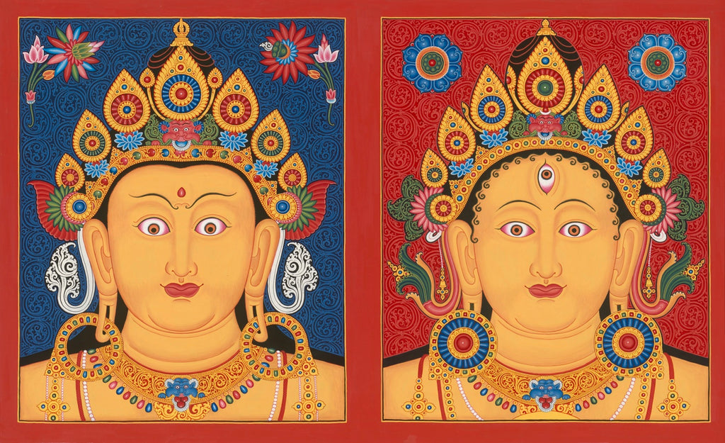 Heads III Tibet Thangka Nepal Paubha by Mukti Singh Thapa at Mahakala Fine Arts