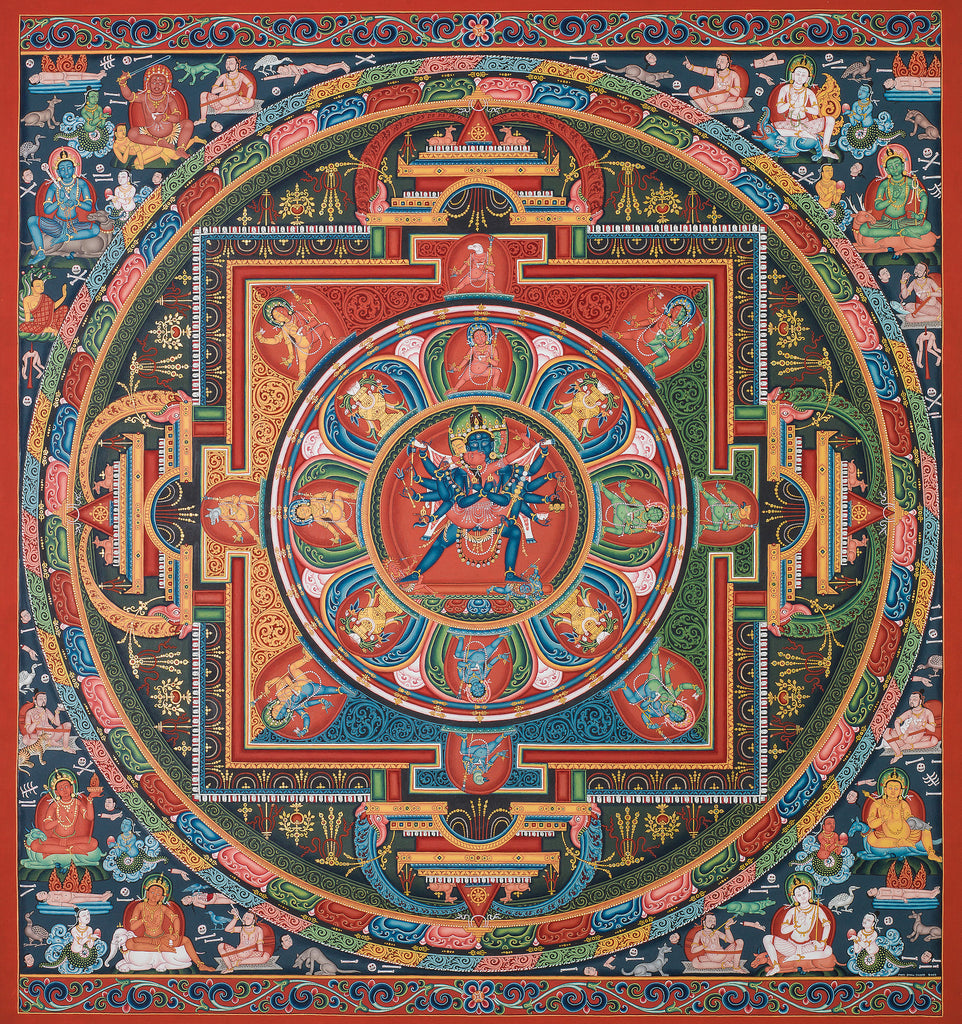 Chakrasamvara Mandala Buddhist thangka paubha painting by Mukti Singh Thapa at Mahakala Fine Arts