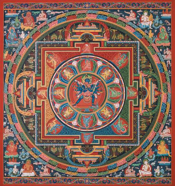 Chakrasamvara Mandala Buddhist thangka paubha painting by Mukti Singh Thapa at Mahakala Fine Arts
