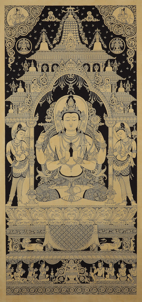Avalokitesvara Buddhist thangka painting by Mukti Singh Thapa at Mahakala Fine Arts