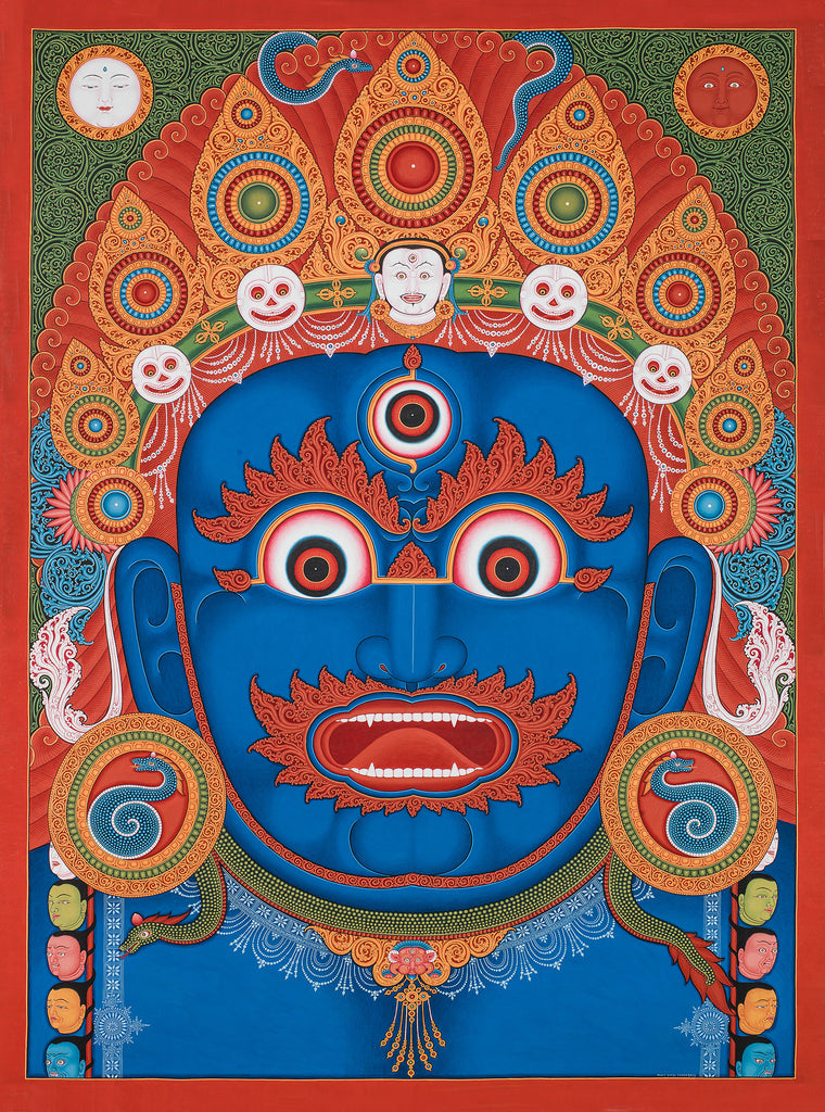 Mahakala Head Buddhist thangka painting by Mukti Singh Thapa at Mahakala Fine Arts