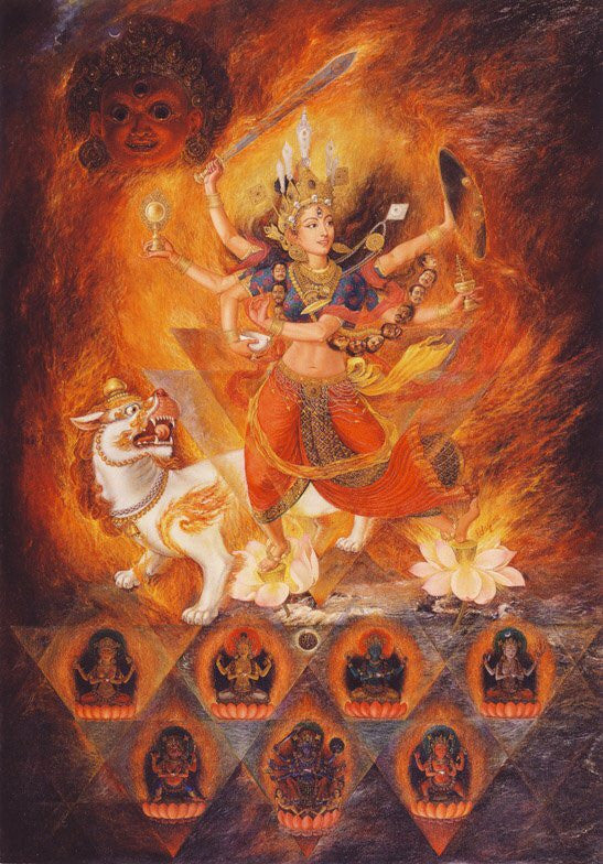 Shakti Paubha Thangka by Udaya Charan Shrestha at Mahakala Fine Arts