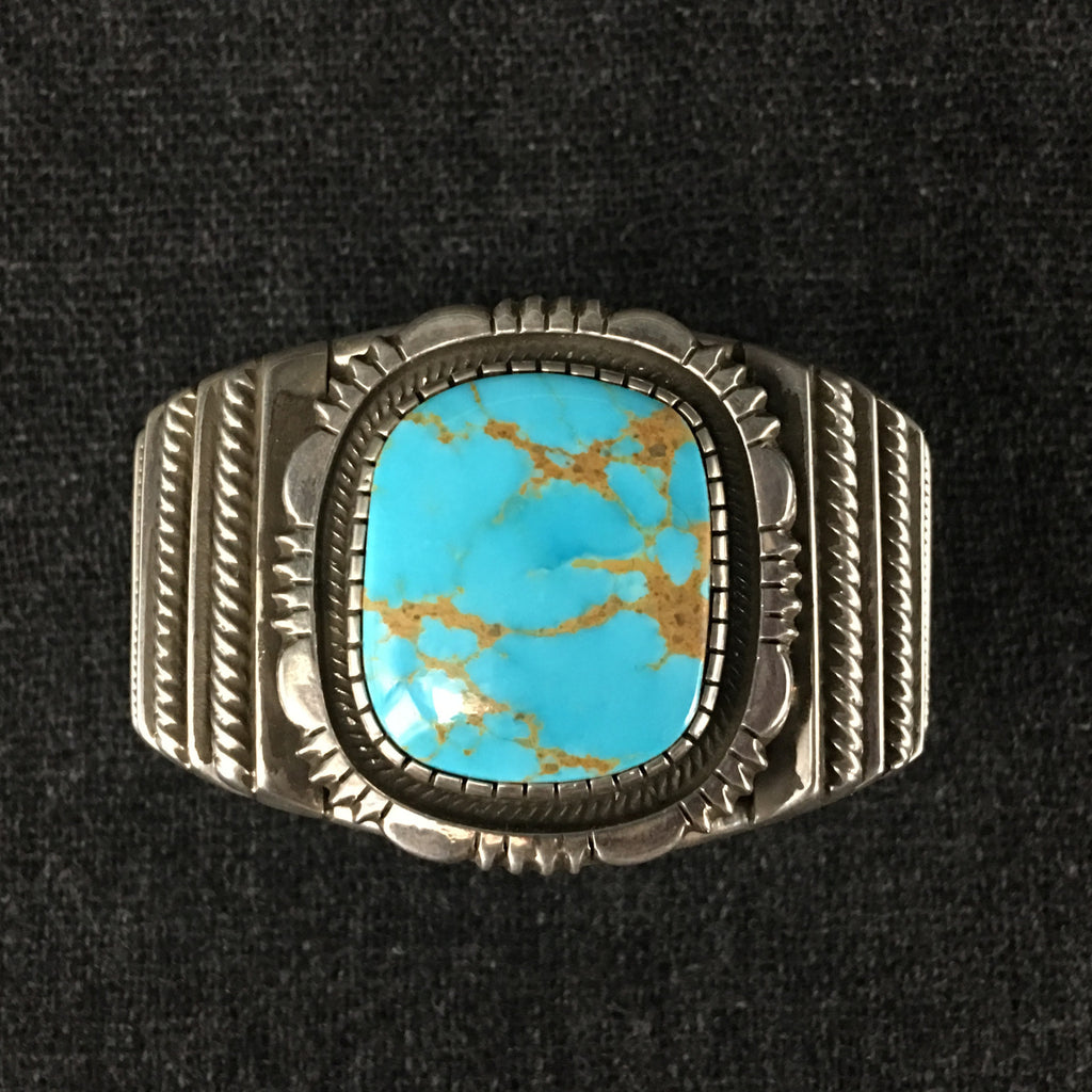 Native American Indian Navajo handmade sterling silver turquoise bracelet by Rick Martinez
