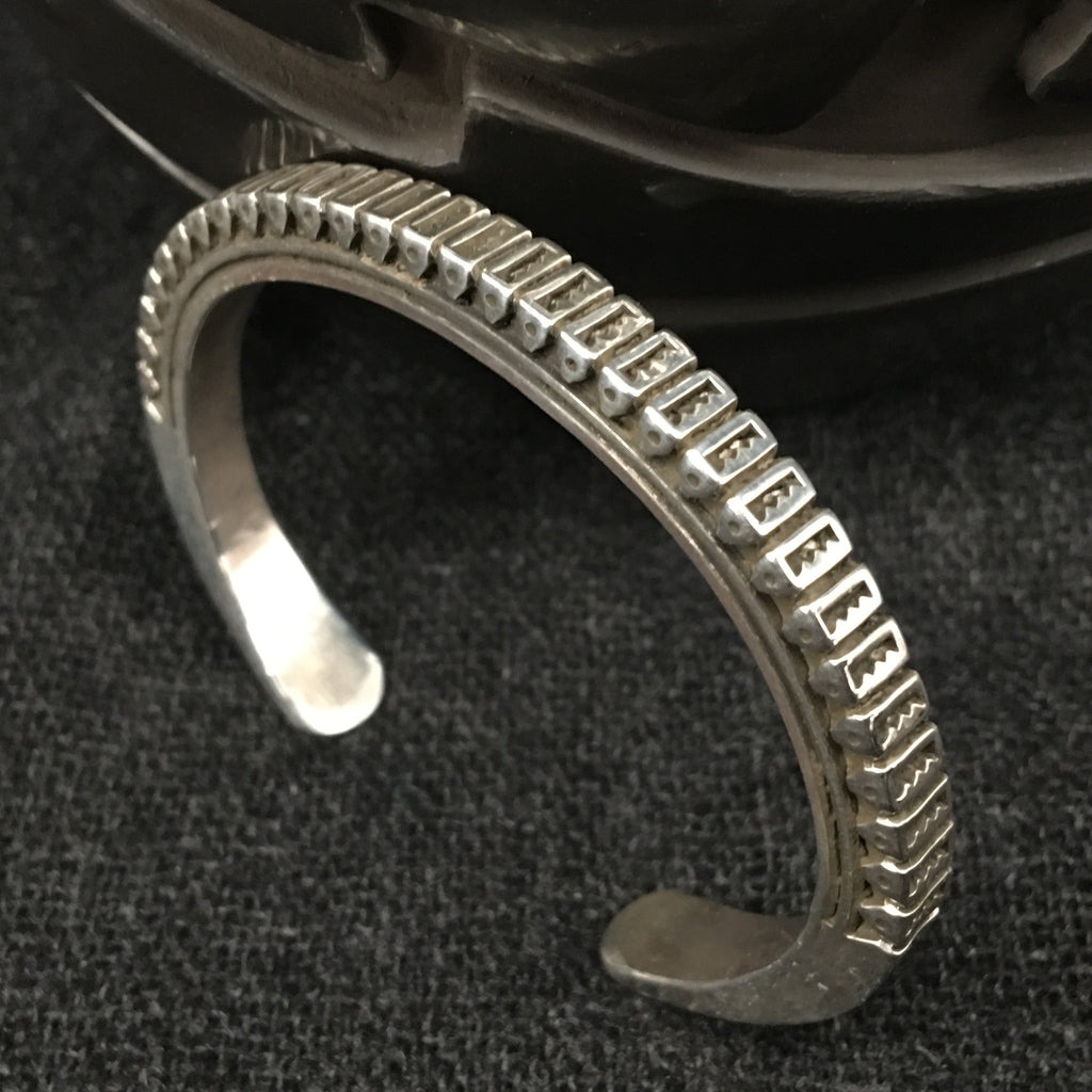 Native American Indian Navajo handmade sterling silver bracelet by Lyle Secatero 