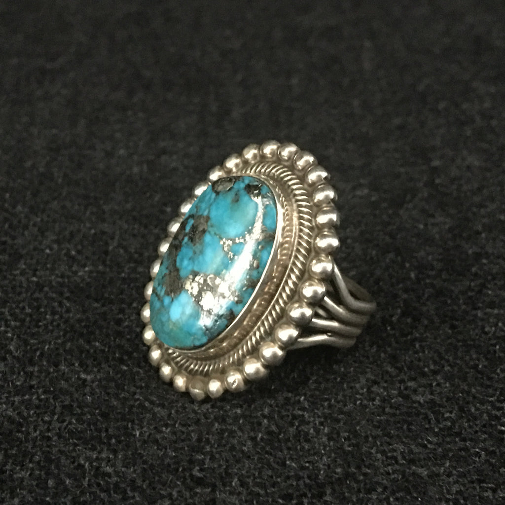 Native American Indian Navajo handmade sterling silver turquoise ring by Rick Martinez