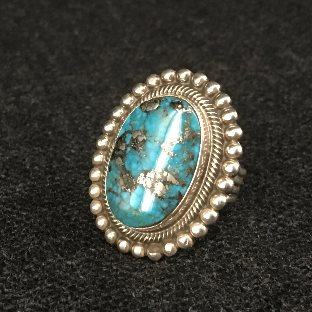 Native American Indian Navajo handmade sterling silver turquoise ring by Rick Martinez