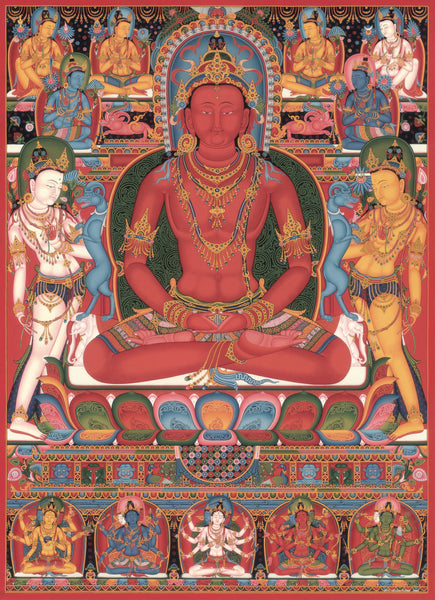 Ladakhi Amitabha Buddha Buddhist Thangka Paubha Painting by Mukti Singh Thapa
