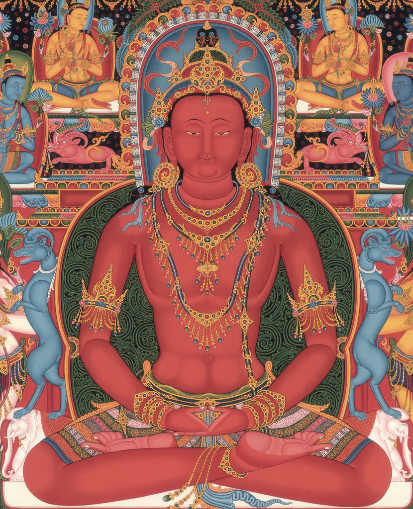 Amitabha Buddha Buddhist Thangka Paubha Painting by Mukti Singh Thapa