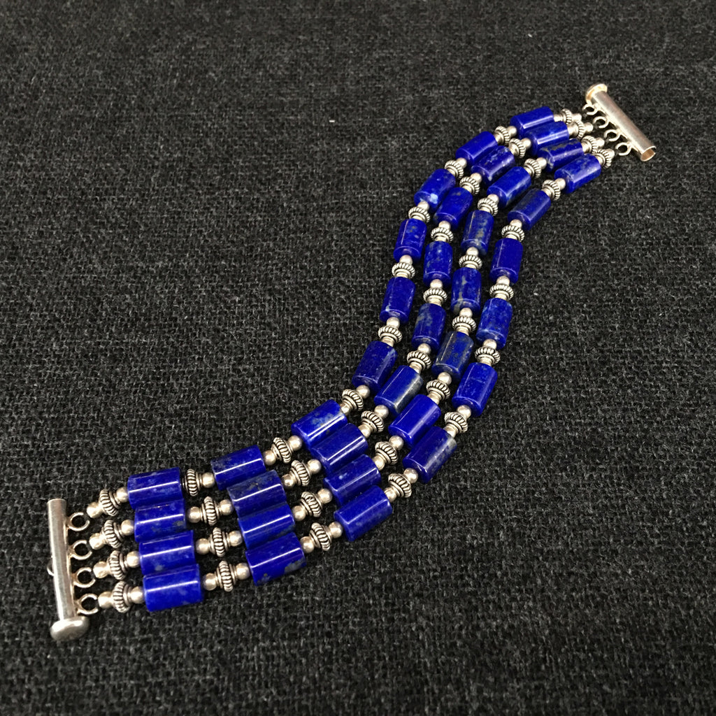 Handmade Lapis and Silver Bracelet Jewelry at Mahakala Fine Arts