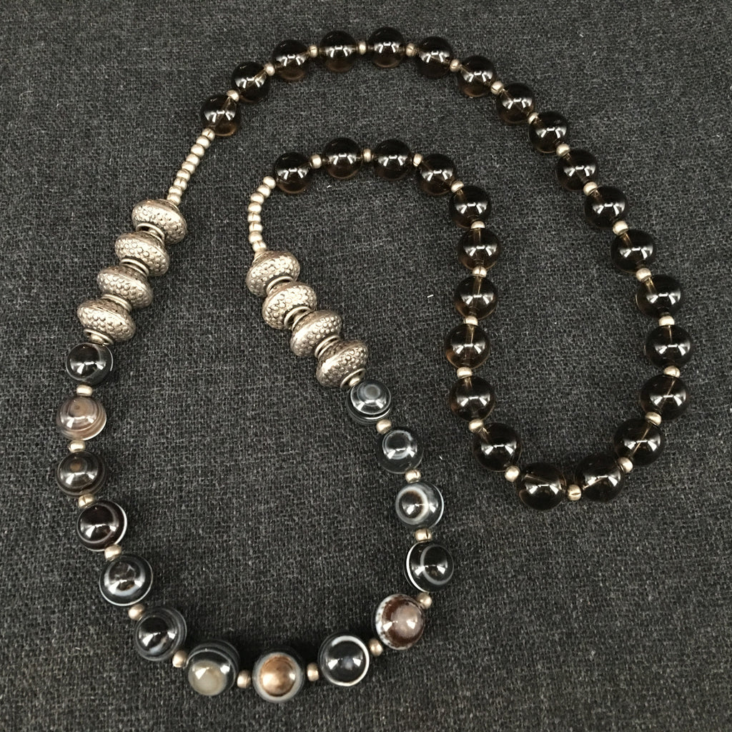 Agate, Crystal and Silver Necklace Jewelry at Mahakala Fine Arts