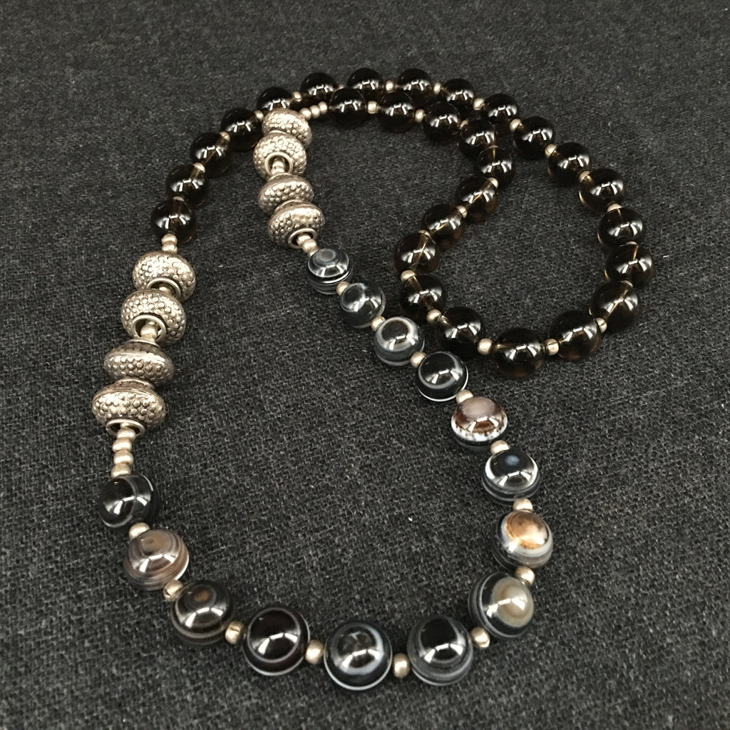 Agate, Crystal and Silver Necklace Jewelry at Mahakala Fine Arts