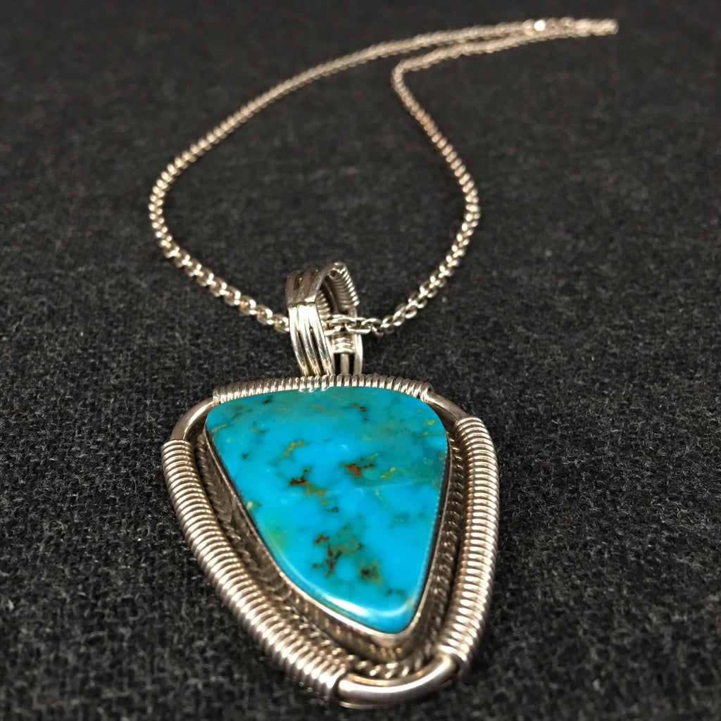 American Navajo Indian Handmade Turquoise Pendant Jewelry at Mahakala Fine Arts
