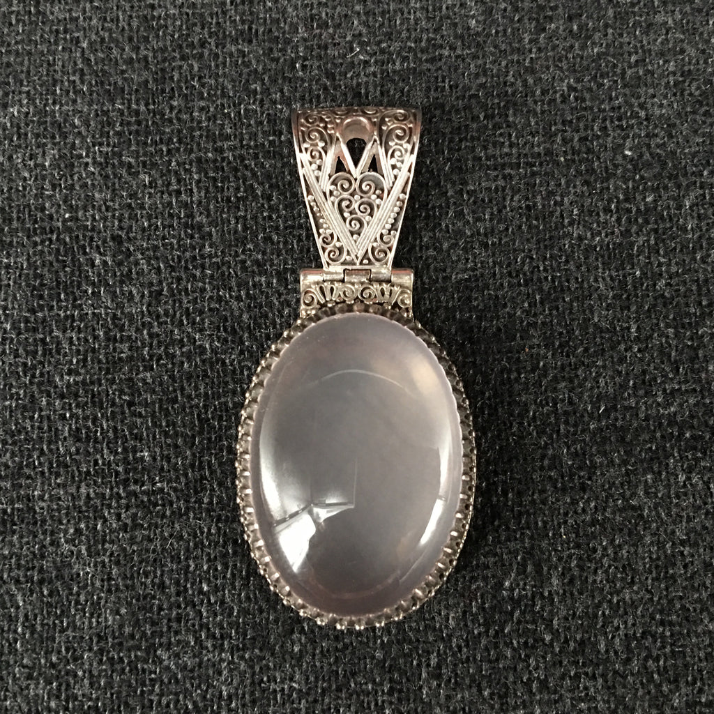 Large Handmade Himalayan Pink Rose Crystal Pendant Jewelry at Mahakala Fine Arts
