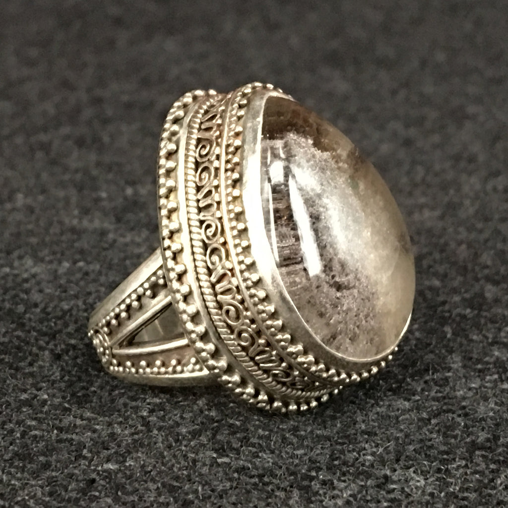 Handmade Himalayan Phantom Silver Ring Jewelry at Mahakala Fine Arts