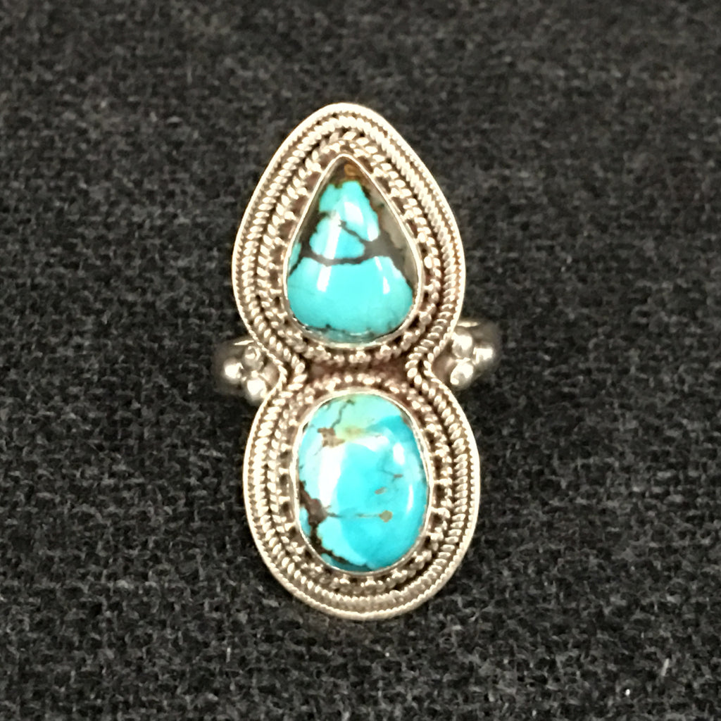 Himalayan Turquoise and Silver Ring