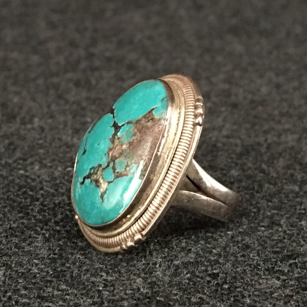 Handmade Himalayan Turquoise Silver Ring Jewelry at Mahakala Fine Arts