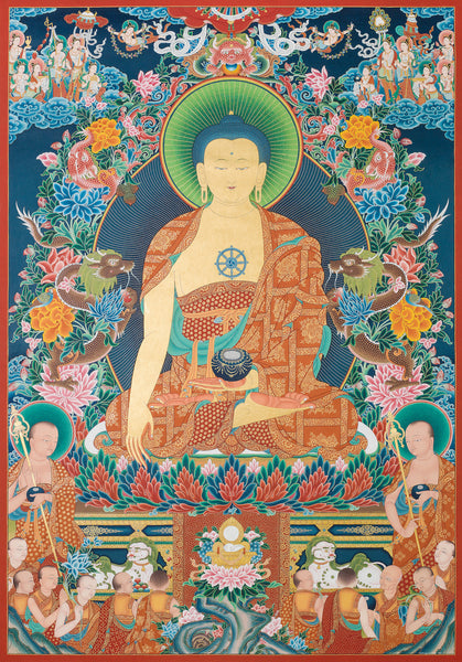 Shakyamuni Buddha Buddhist thangka painting by Mukti Singh Thapa at Mahakala Fine Arts
