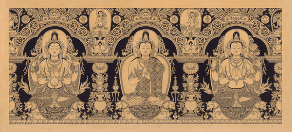 Buddha Dharma Sangha Thangka Paubha Art painting by Mukti Singh Thapa