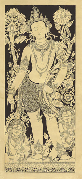 Padmapani Buddhist thangka painting by Mukti Singh Thapa at Mahakala Fine Arts