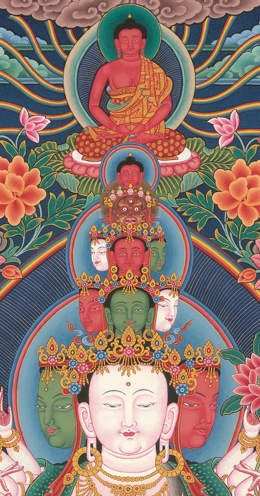 1000-Armed Avalokitesvara Thangka Paubha Painting by Mukti Singh Thapa at Mahakala Fine Arts
