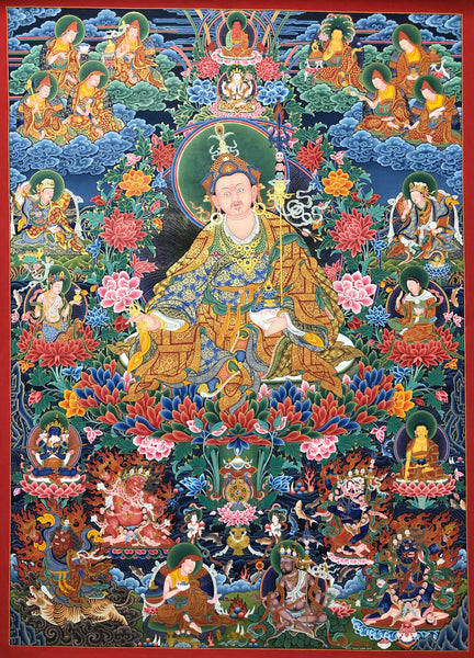 Guru Rinpoche or Padmasambhava thangka paubha painting by Mukti Singh Thapa at Mahakala Fine Arts 