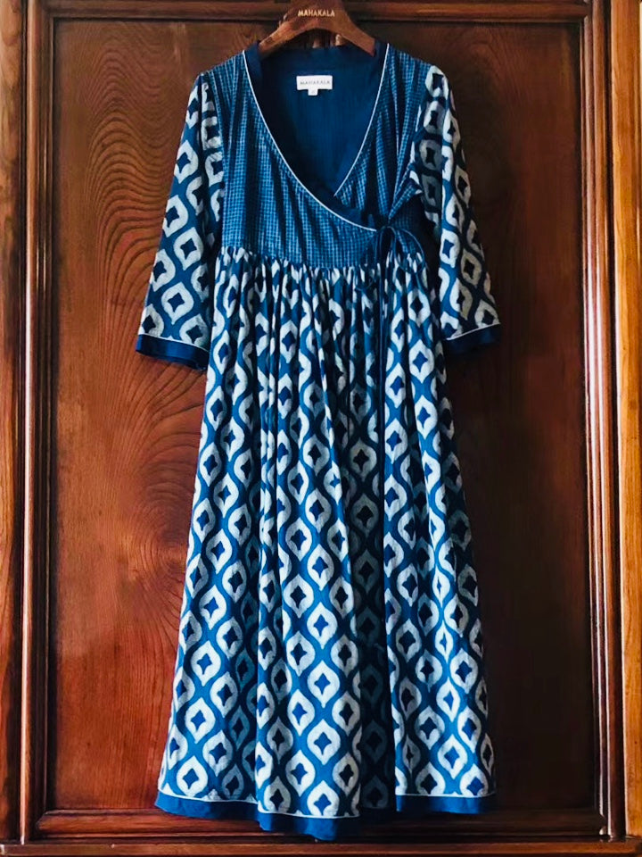 Women's Handmade Organic Cotton Ladakhi Indigo Dress 