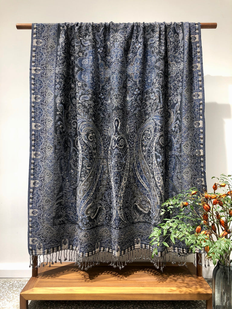 Kashmir Wool Blanket Bedspread Shawl Throw