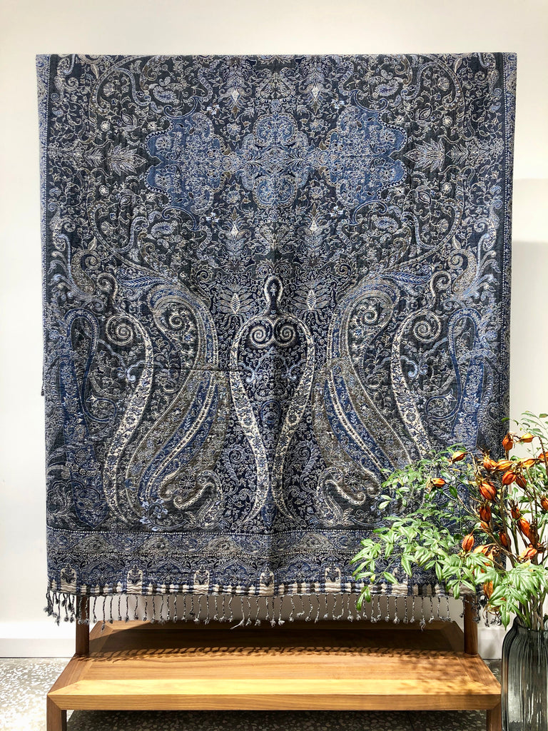 Kashmir Wool Blanket Bedspread Shawl Throw