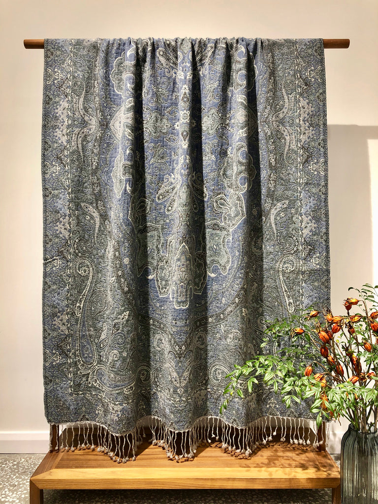 Kashmir Wool Blanket Bedspread Shawl Throw