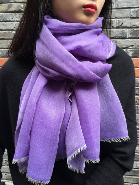 Handmade purple cashmere scarf from Himalaya