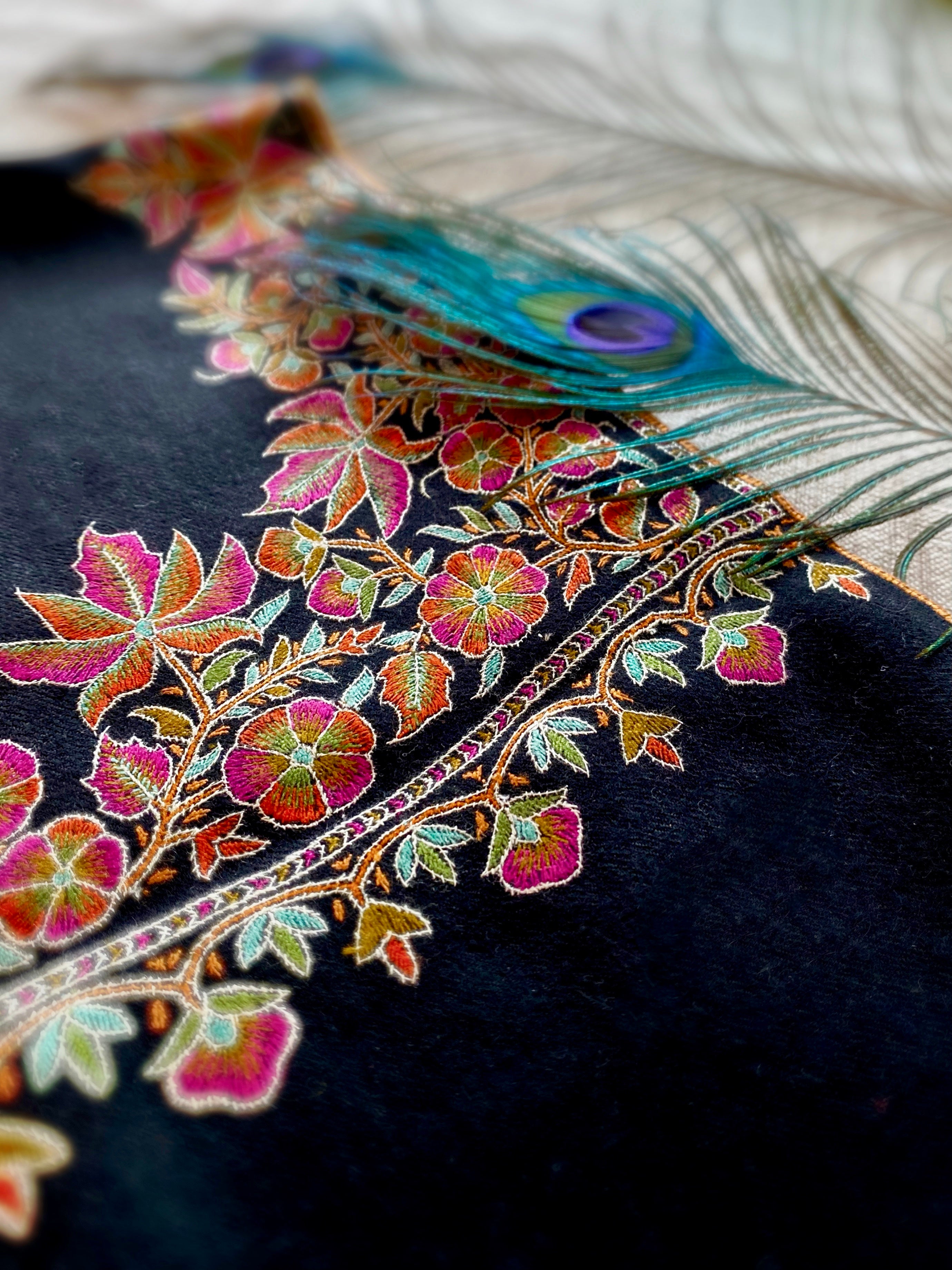 Hand Embroidered Pashmina Shawl from Kashmir