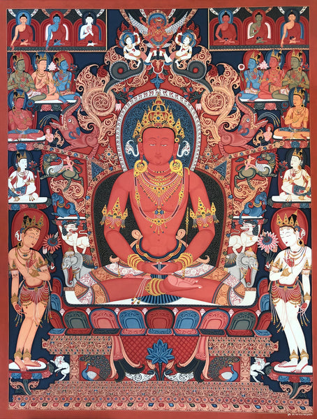 Newari Amitabha Thangka Paubha painting by Mukti Singh Thapa at Mahakala Fine Arts