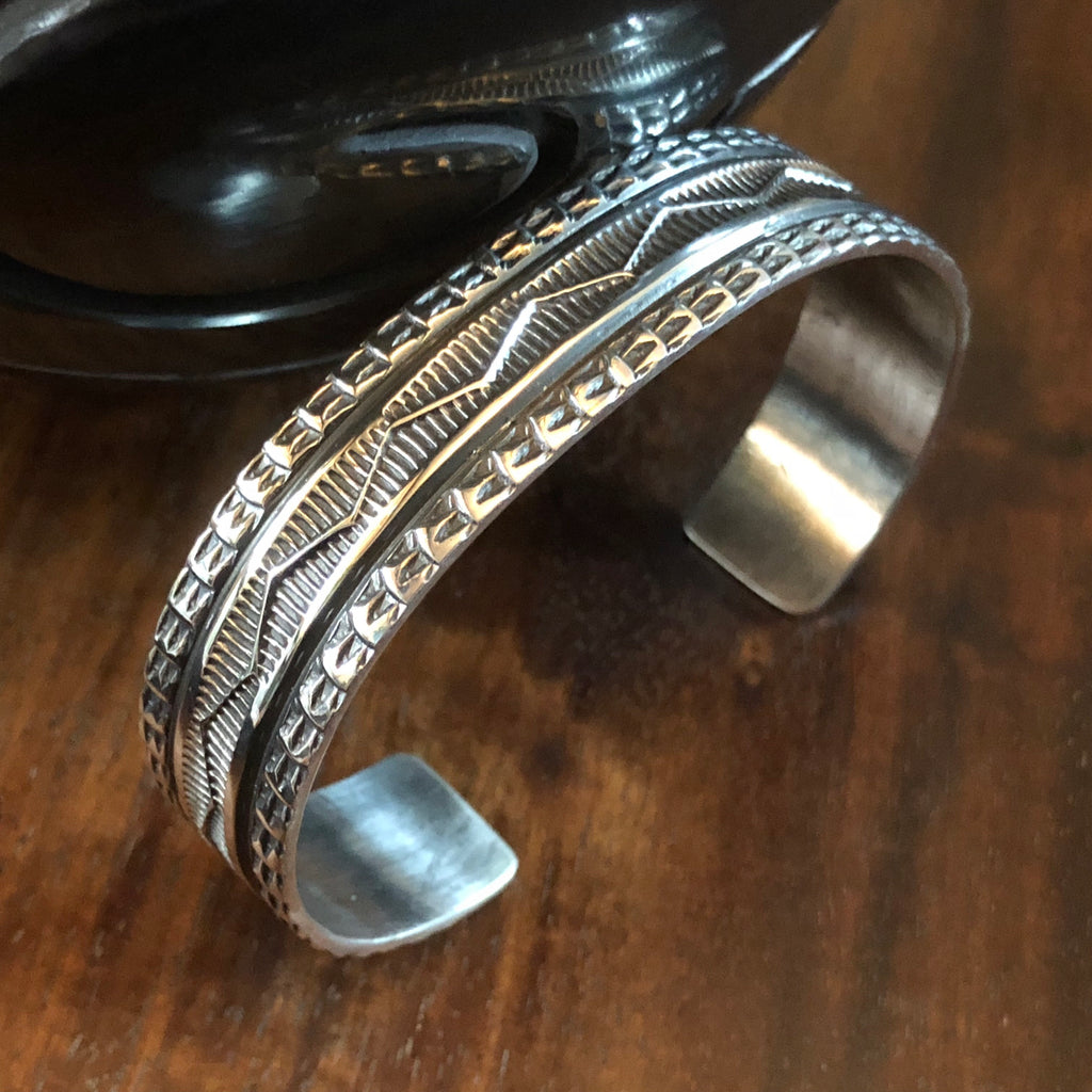 Hand Stamped Sterling Silver Bracelet by Sunshine Reeves at Mahakala Fine Arts