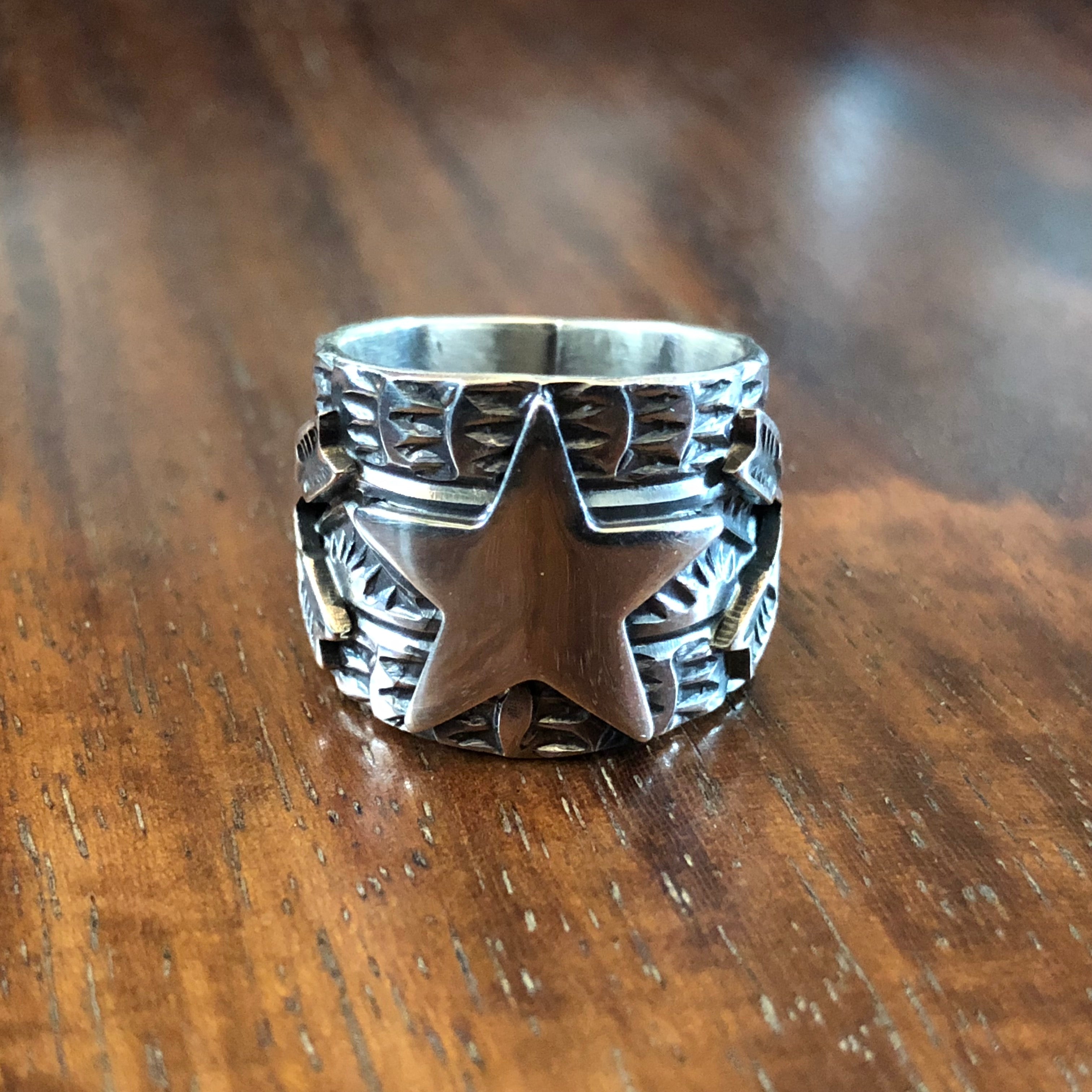 Hand Stamped Silver Star Ring by Sunshine Reeves